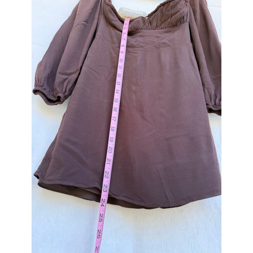 Aritzia 'Sunday Best' Brown Long Sleeve Smocked Mini Dress Women's SMALL - Picture 8 of 8